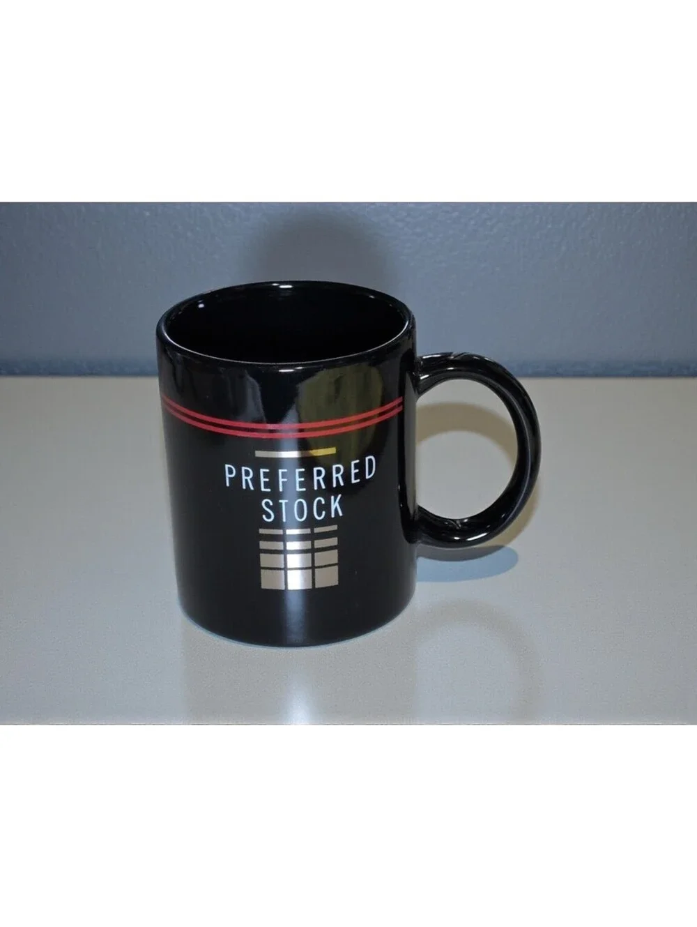 Preferred Stock Cologne Black Coffee Mug Vintage 8 oz Advertisement Promo